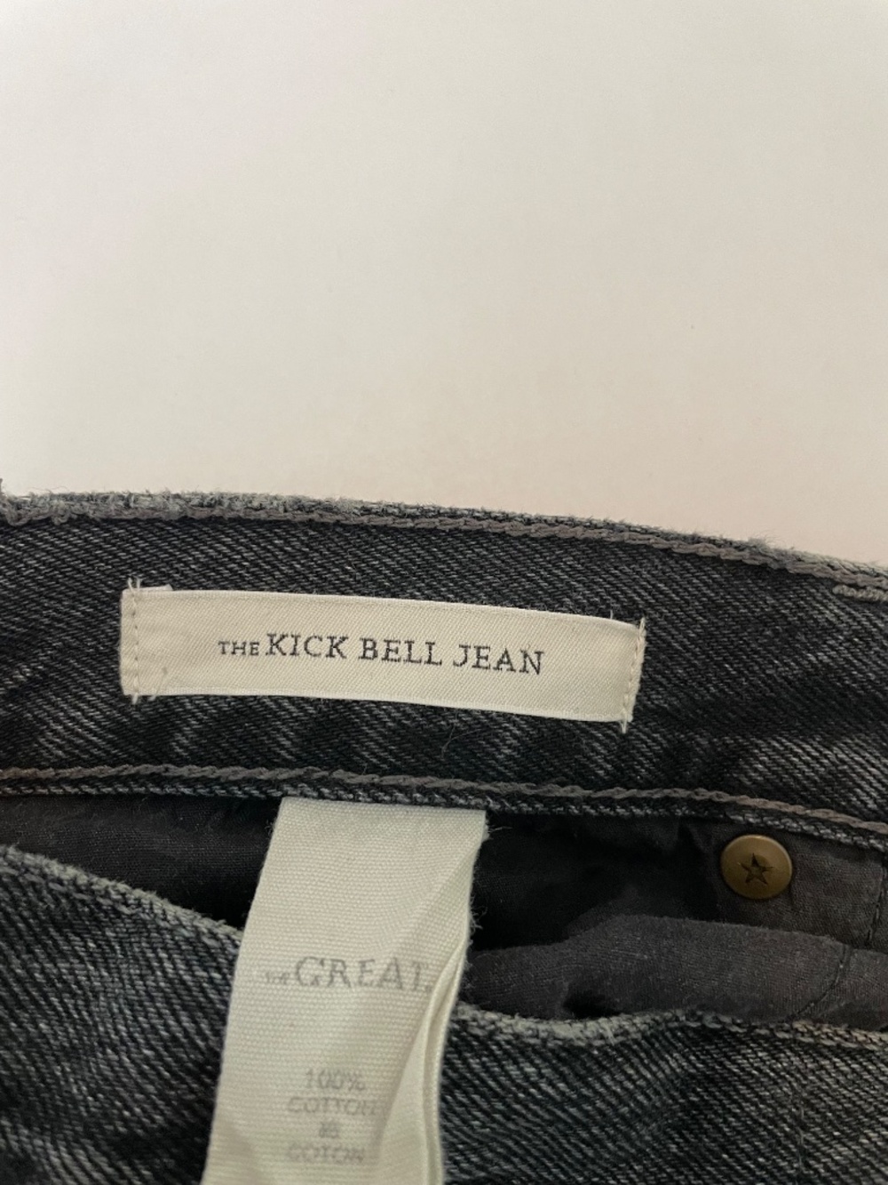 The Great. Kick Bell Jean Women’s 27 Gray Denim Flare Raw Hem Medium Wash 70's - Picture 8 of 9